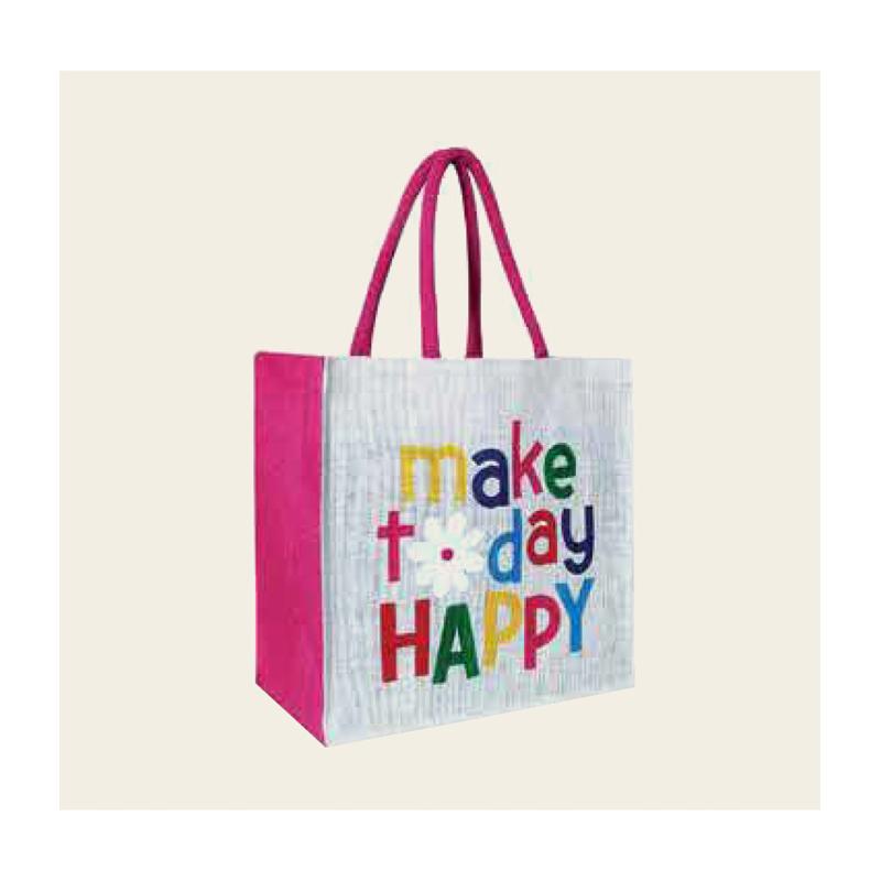 Dual Texture Fancy Jute Bag  With Logo